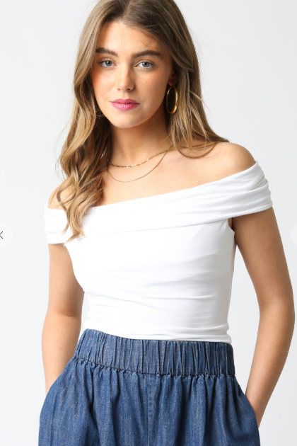 The May White Off The Shoulder Fitted Top