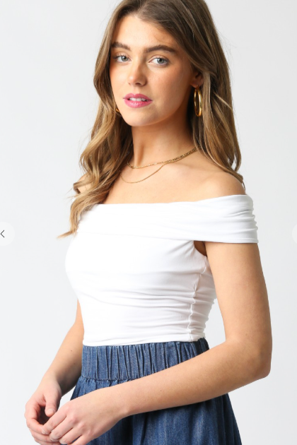 The May White Off The Shoulder Fitted Top