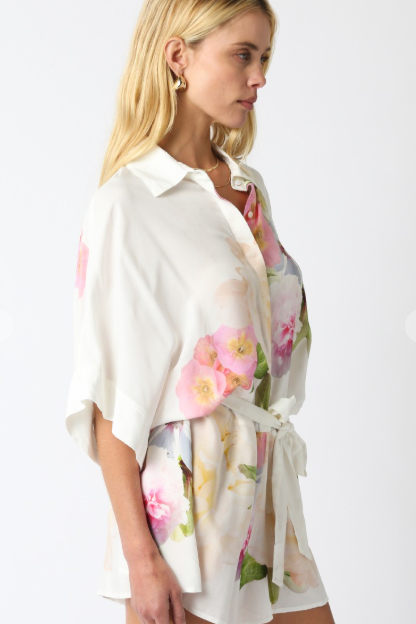 Tha Palm Beach White Floral Print Romper