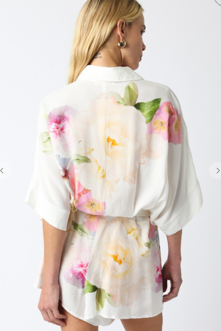 Tha Palm Beach White Floral Print Romper