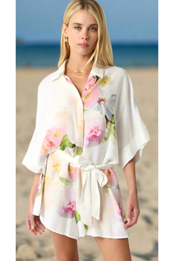 Tha Palm Beach White Floral Print Romper