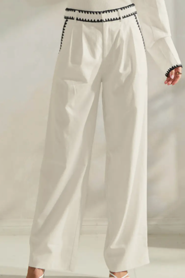 The Whipstitch White/Black Full Leg Trouser Pants