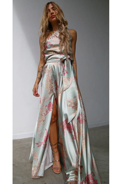 The Catania Multi Paisley One Shoulder Maxi Dress