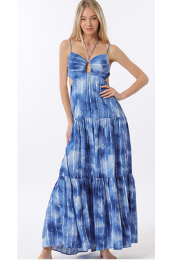 The Maui Blue Tie Dye Maxi Dress