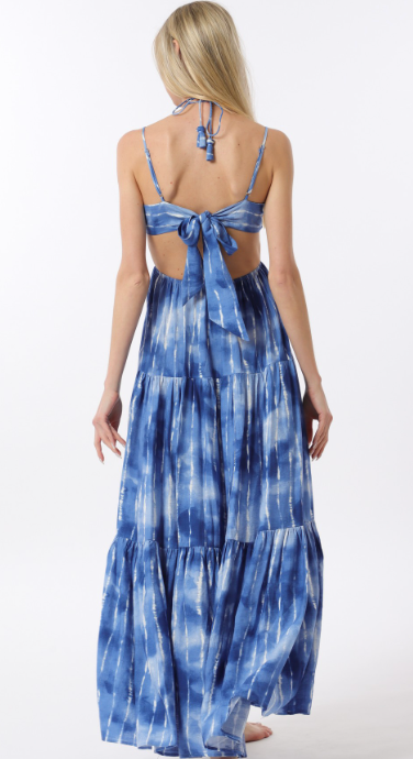 The Maui Blue Tie Dye Maxi Dress