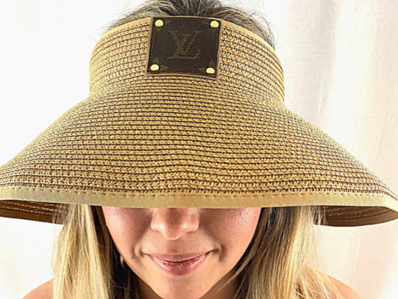 The Upcycled Louis Vuitton Rollable Straw Visor In Tan, Black or White