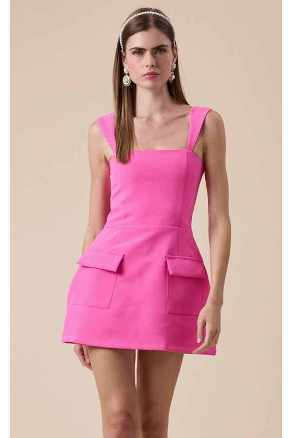 The Callie Hot Pink Romper Dress