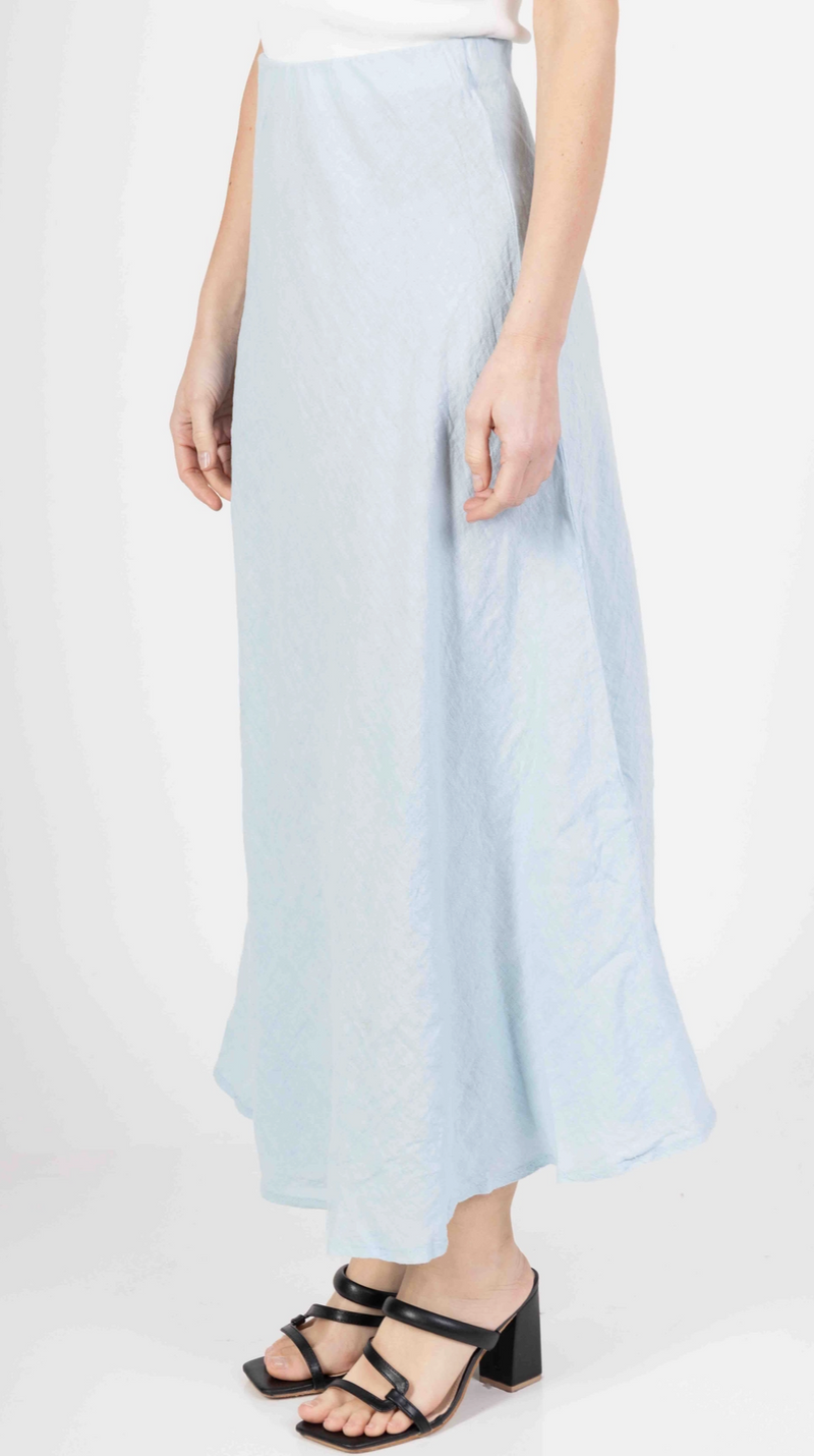 The Cielo Light Blue Linen Maxi Slip Skirt