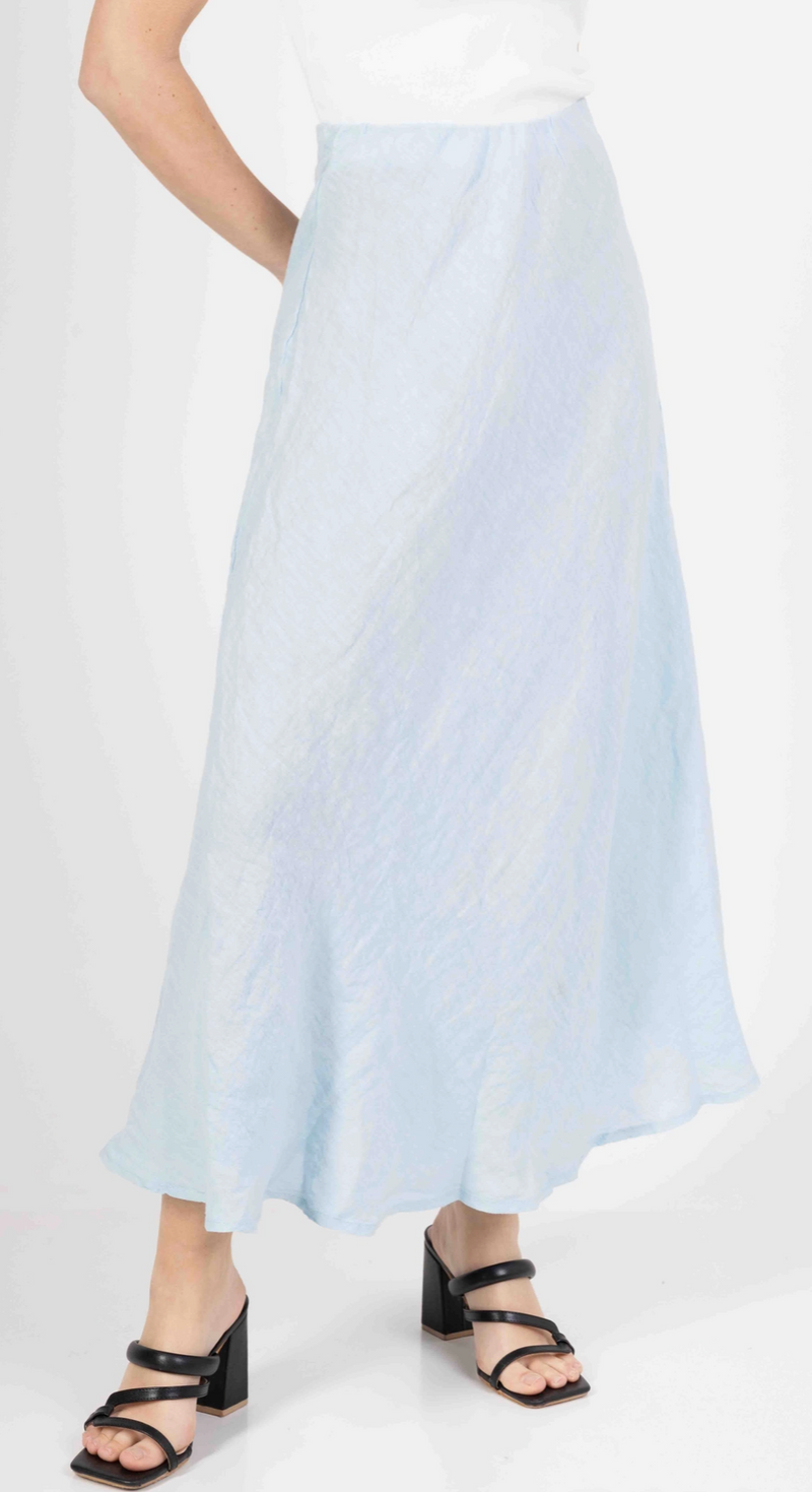 The Cielo Light Blue Linen Maxi Slip Skirt
