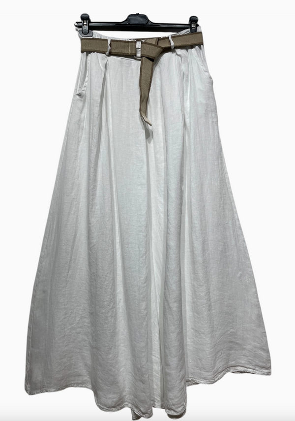 The Luna Beige Linen Palazzo Pants