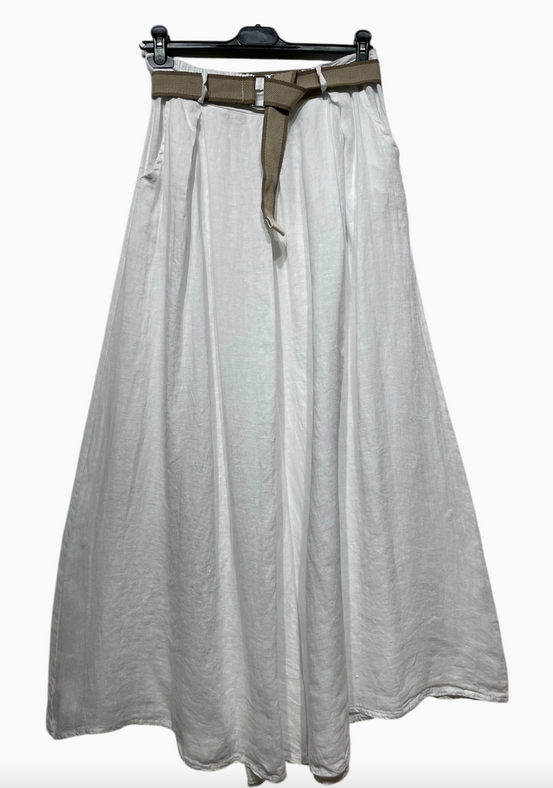 The Luna Beige Linen Palazzo Pants