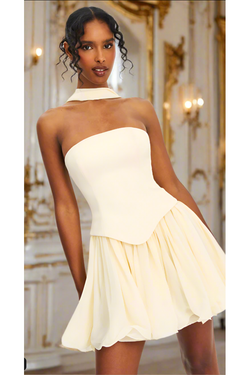 The Sasha Butter Yellow Strapless Corset Mini Dress M The Sasha Butter Yellow Strapless Corset Mini Dress M