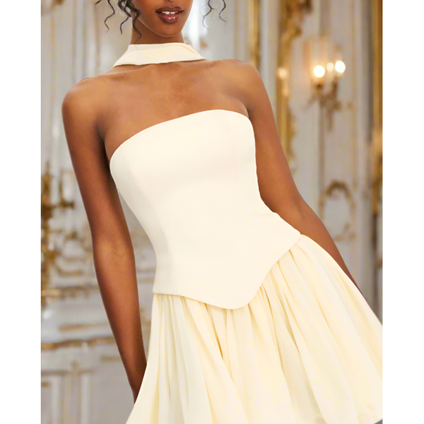 The Sasha Butter Yellow Strapless Corset Mini Dress M