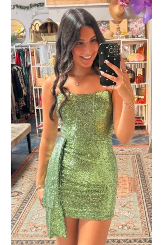 The Carina Green Strapless Sequin