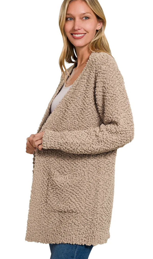 The Falling For You Mocha Popcorn Sweater Cardigan