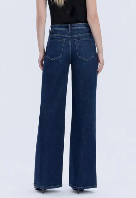 The Vida Dark Wash High Rise Wide Leg Stretch Jeans