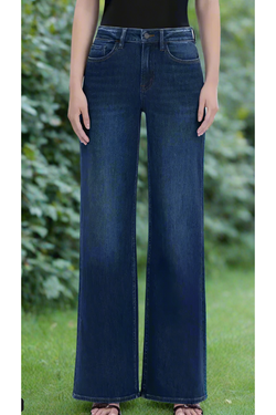 The Vida Dark Wash High Rise Wide Leg Stretch Jeans
