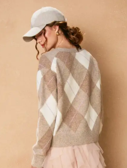The Carly Tan Multi Argyle Cardigan