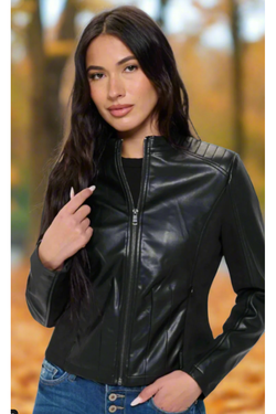 The Landon Black  Zip Up Vegan Moto Jacket