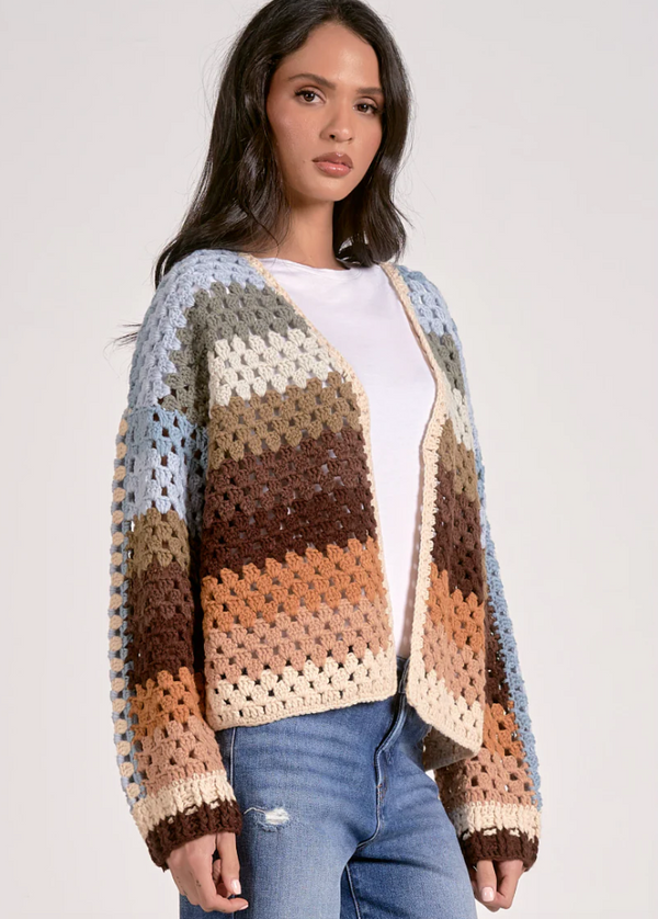 The Hayride Multi Color Open Front Chunky Cardigan
