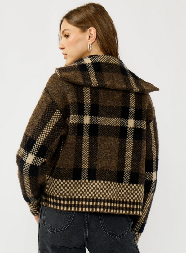 The Brinley Brown Plaid Bomber Jacket
