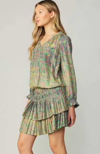 The Tilda Green Multi Floral Print Mini Dress