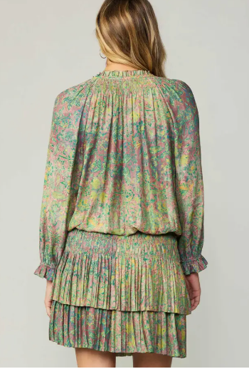The Tilda Green Multi Floral Print Mini Dress