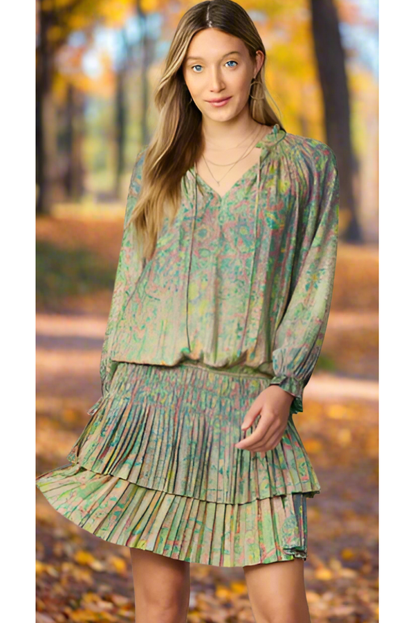 The Tilda Green Multi Floral Print Mini Dress