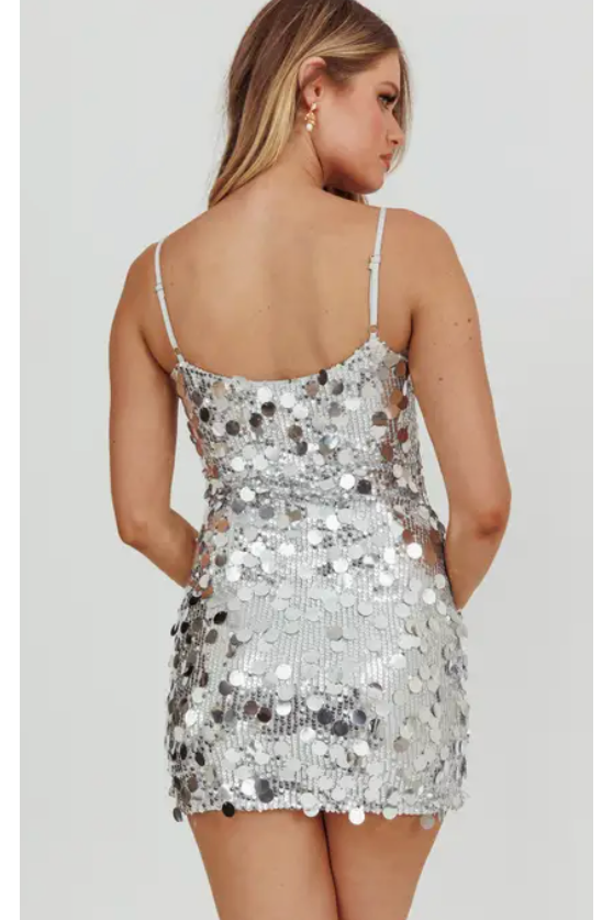 NYC Lights Sequin Mini Dress In Silver M / Silver NYC Lights Sequin Mini Dress In Silver M / Silver