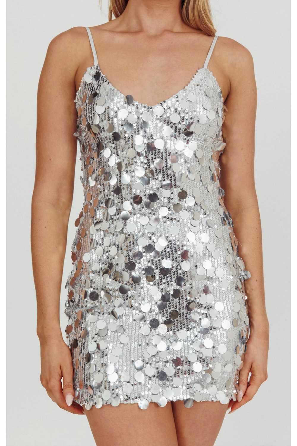 NYC Lights Sequin Mini Dress in Silver M / Silver