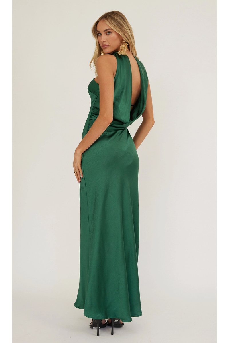 The Olivia Emerald Green Strapless Neck Wrap Maxi Dress Cason Couture The Olivia Emerald Green Strapless Neck Wrap Maxi Dress Cason Couture
