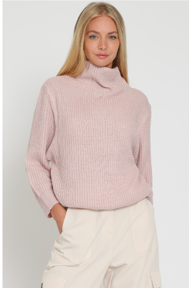The Camilla Soft Pink Mock Neck Knit Sweater