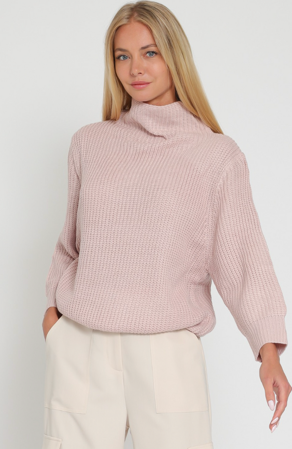 The Camilla Soft Pink Mock Neck Knit Sweater