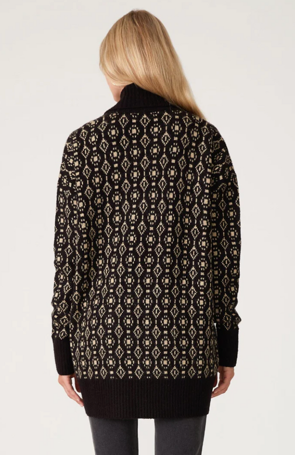 The Dayton Black/Cream Geo Print Knit Cardigan