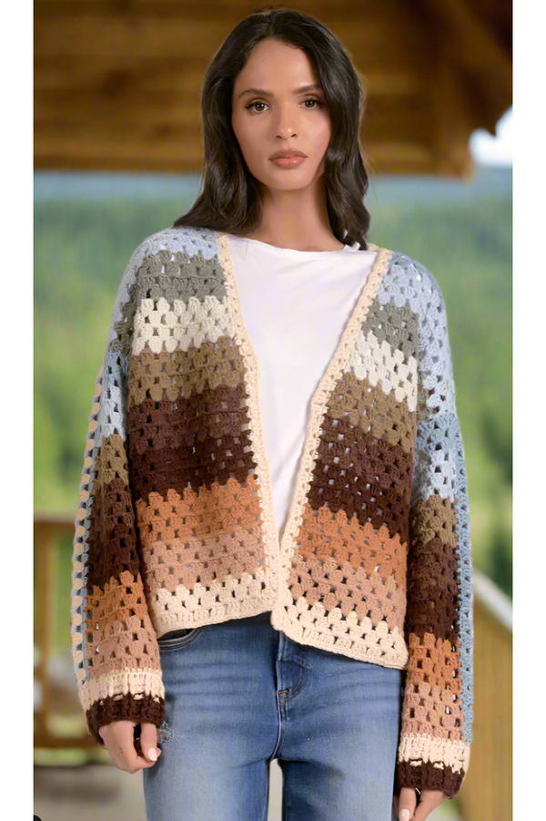 The Hayride Multi Color Open Front Chunky Cardigan
