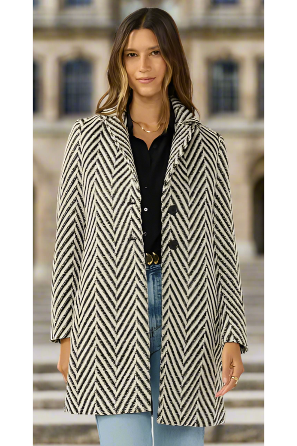 The Cambridge Black/White Chevron Coat