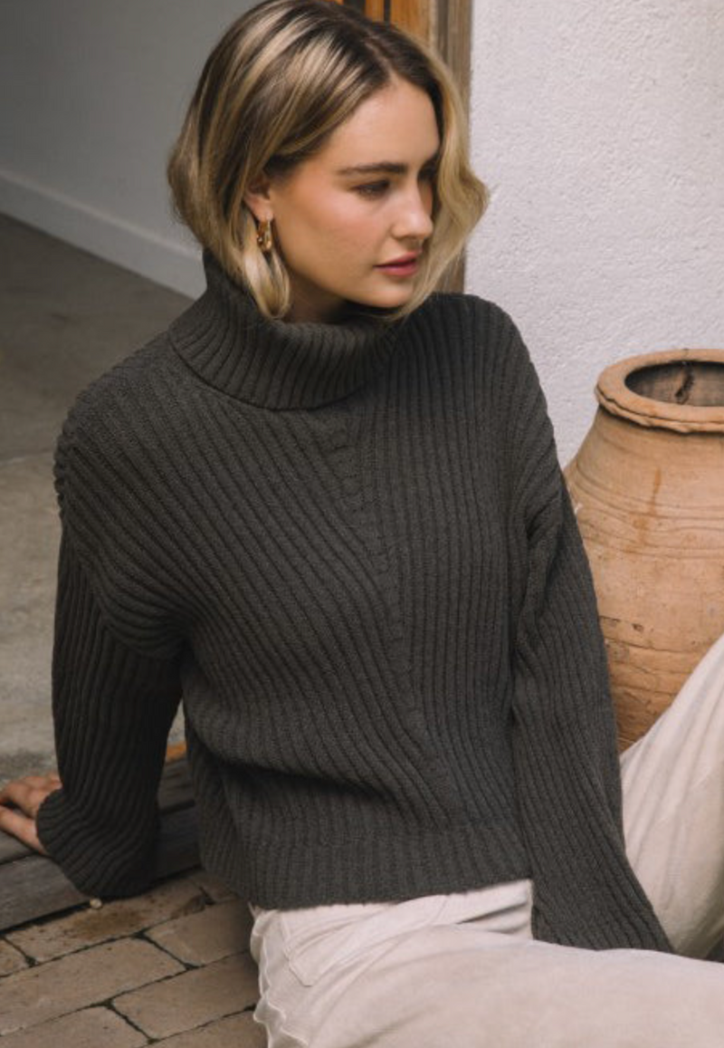 The Avery Olive Turtleneck Sweater