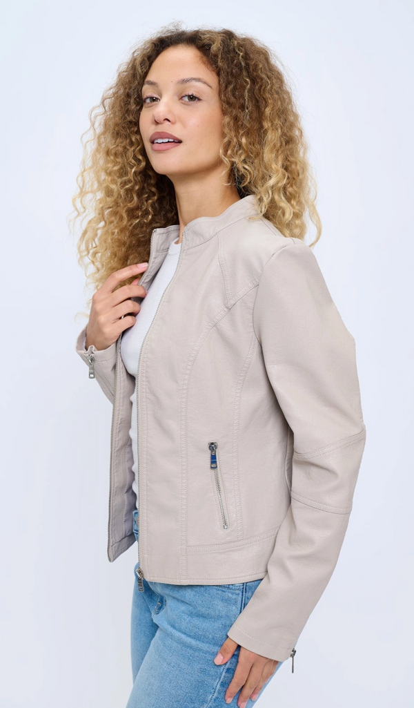 The Dean Cream Vegan Leather Jacket