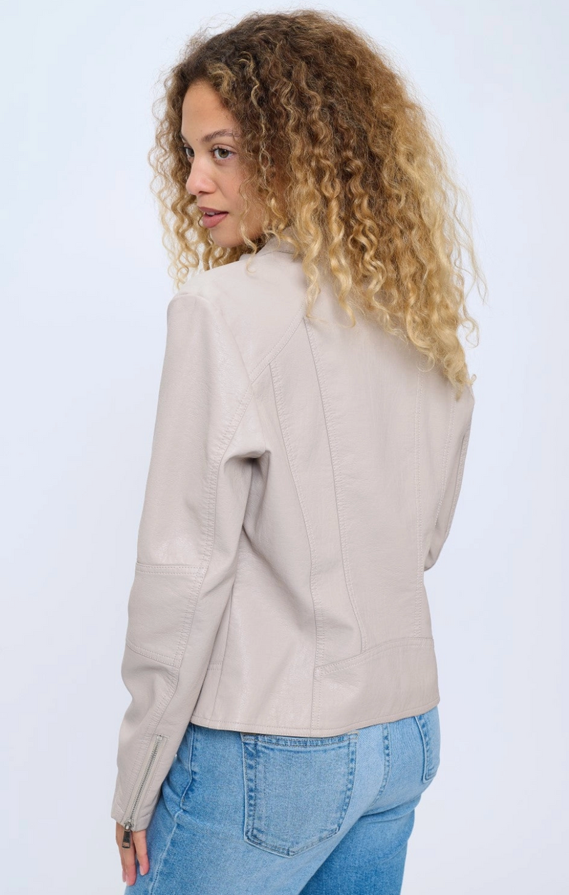 The Dean Cream Vegan Leather Jacket