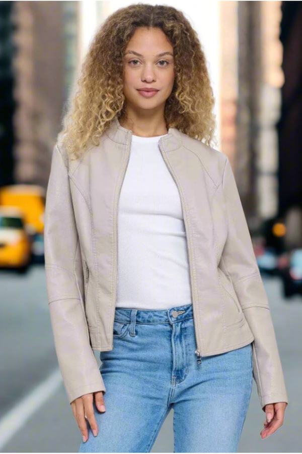 The Dean Cream Vegan Leather Jacket