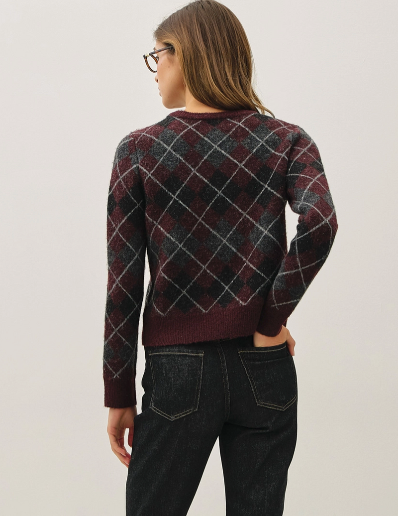The Oxford Burgundy Multi Argyle Cardigan