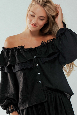 The Lula Black Off The Shoulder Top