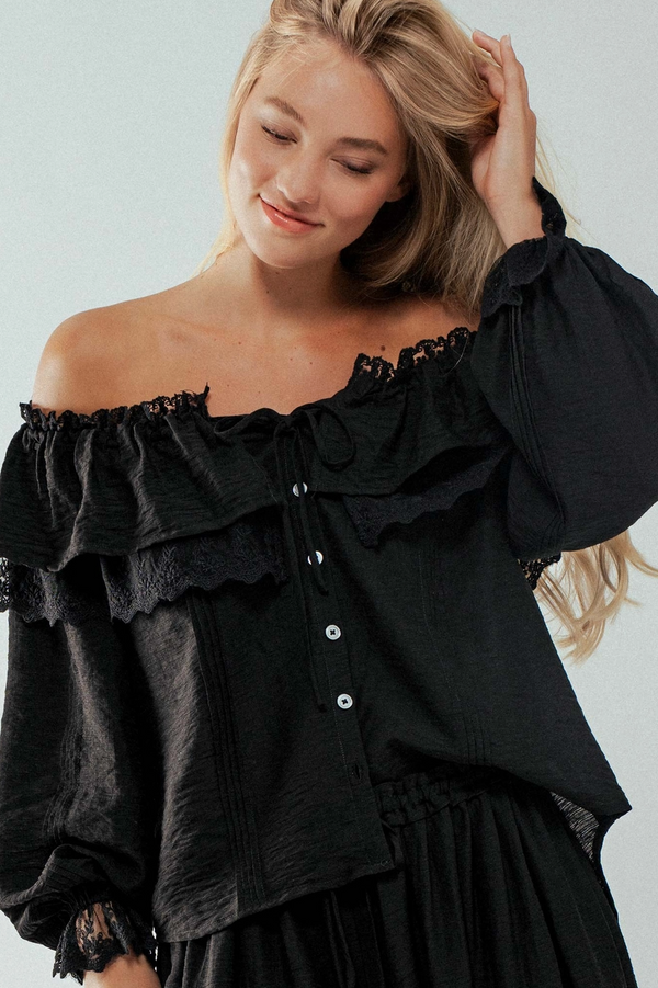 The Lula Black Off The Shoulder Top