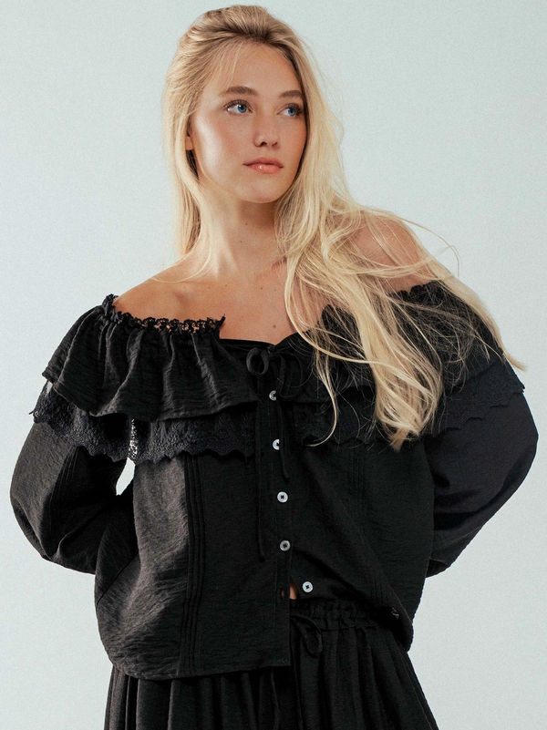 The Lula Black Off The Shoulder Top