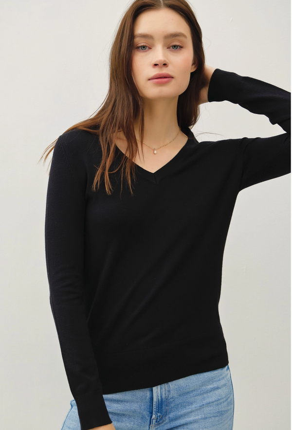 The Sadie Black V-Neck Sweater