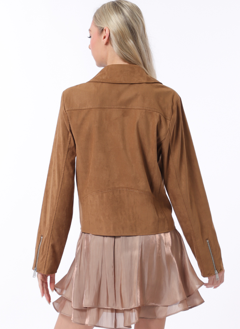 The Raleigh Camel Vegan Suede Jacket