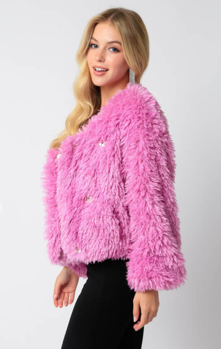 The Barbie Raspberry Fur Jacket