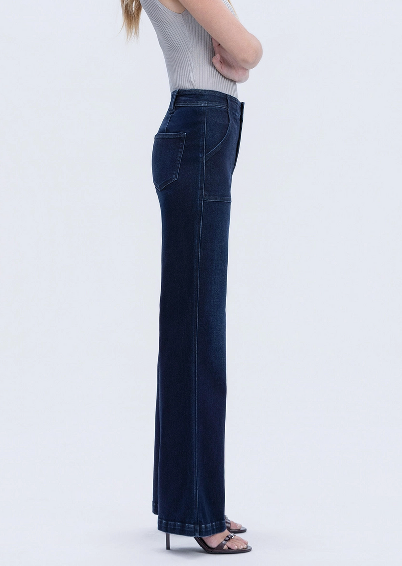 The Cheryl Dark Wash High Rise Pocket Front Stretch Jeans