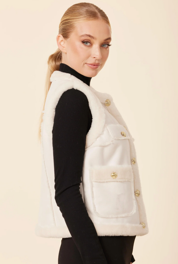 The Aspen Creme Vegan Shearling Vest