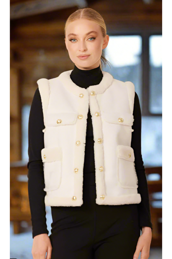 The Aspen Creme Vegan Shearling Vest
